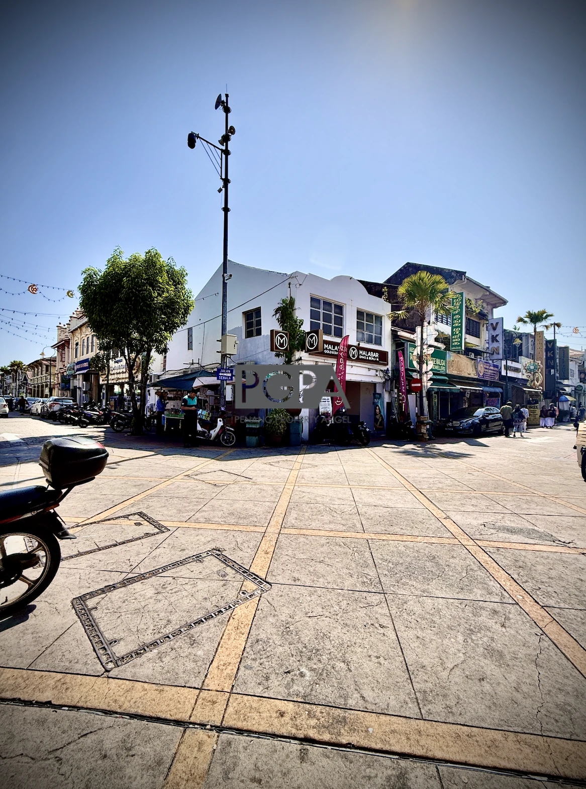 Corner Art Deco Shophouse in Little India, George Town UNESCO World Heritage Site.